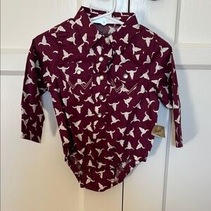 Wrangler Burgundy and White Western Baby Onesie